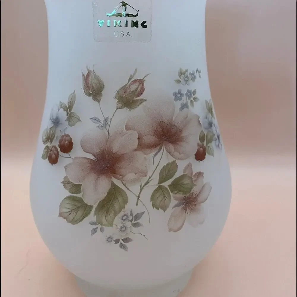 Vintage Satin Finish Floral Pink Roses Blue Flowers Marked 10